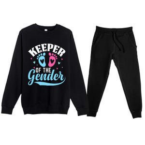 Keeper Of The Gender Pink Or Blue Funny Gender Reveal Party Premium Crewneck Sweatsuit Set