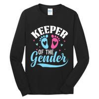 Keeper Of The Gender Pink Or Blue Funny Gender Reveal Party Tall Long Sleeve T-Shirt