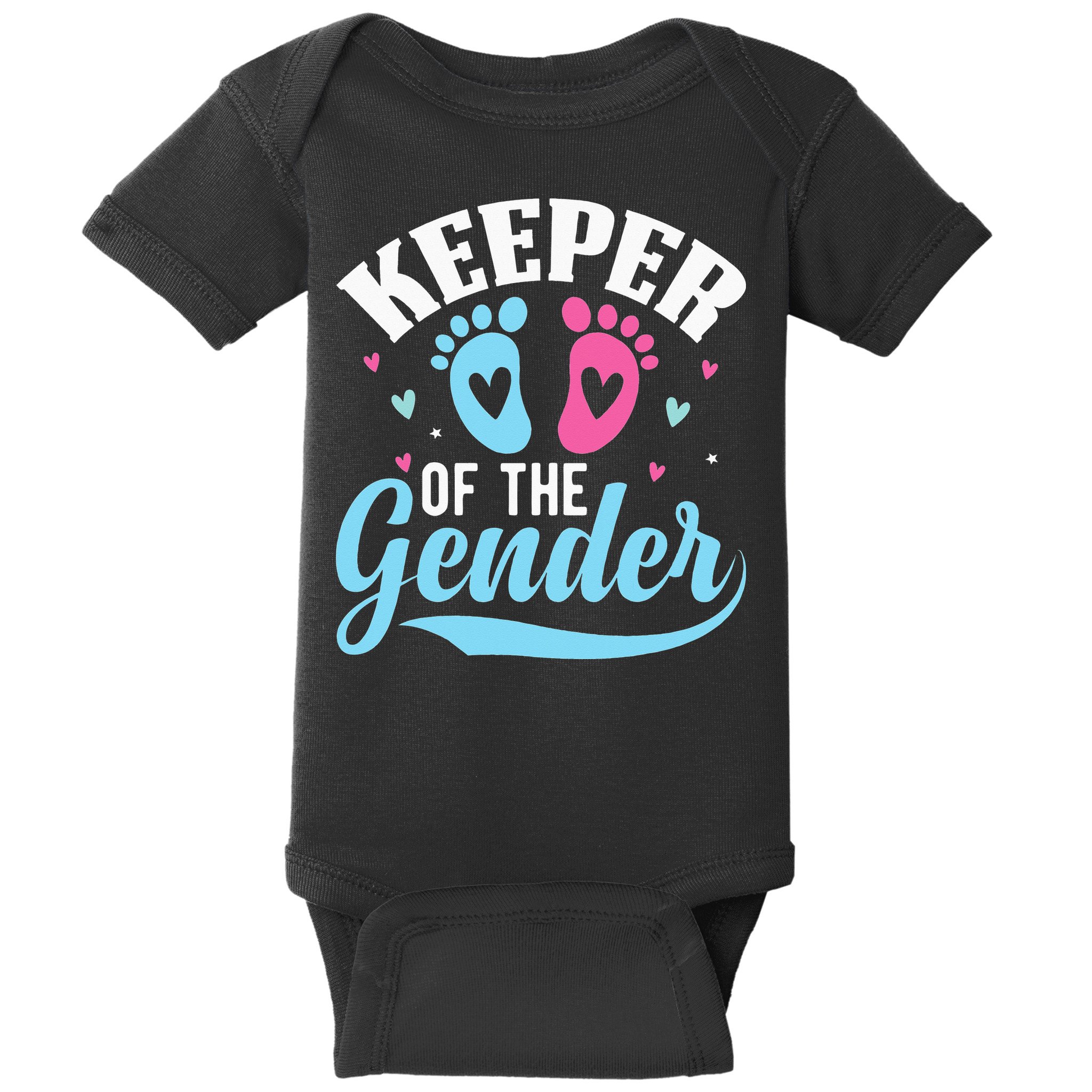 Keeper Of The Gender Pink Or Blue Funny Gender Reveal Party Baby Bodysuit