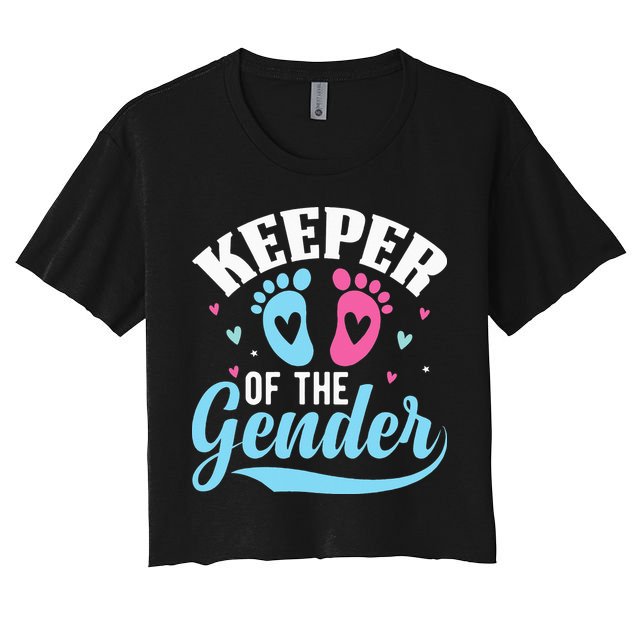 Keeper Of The Gender Pink Or Blue Funny Gender Reveal Party Crop Top