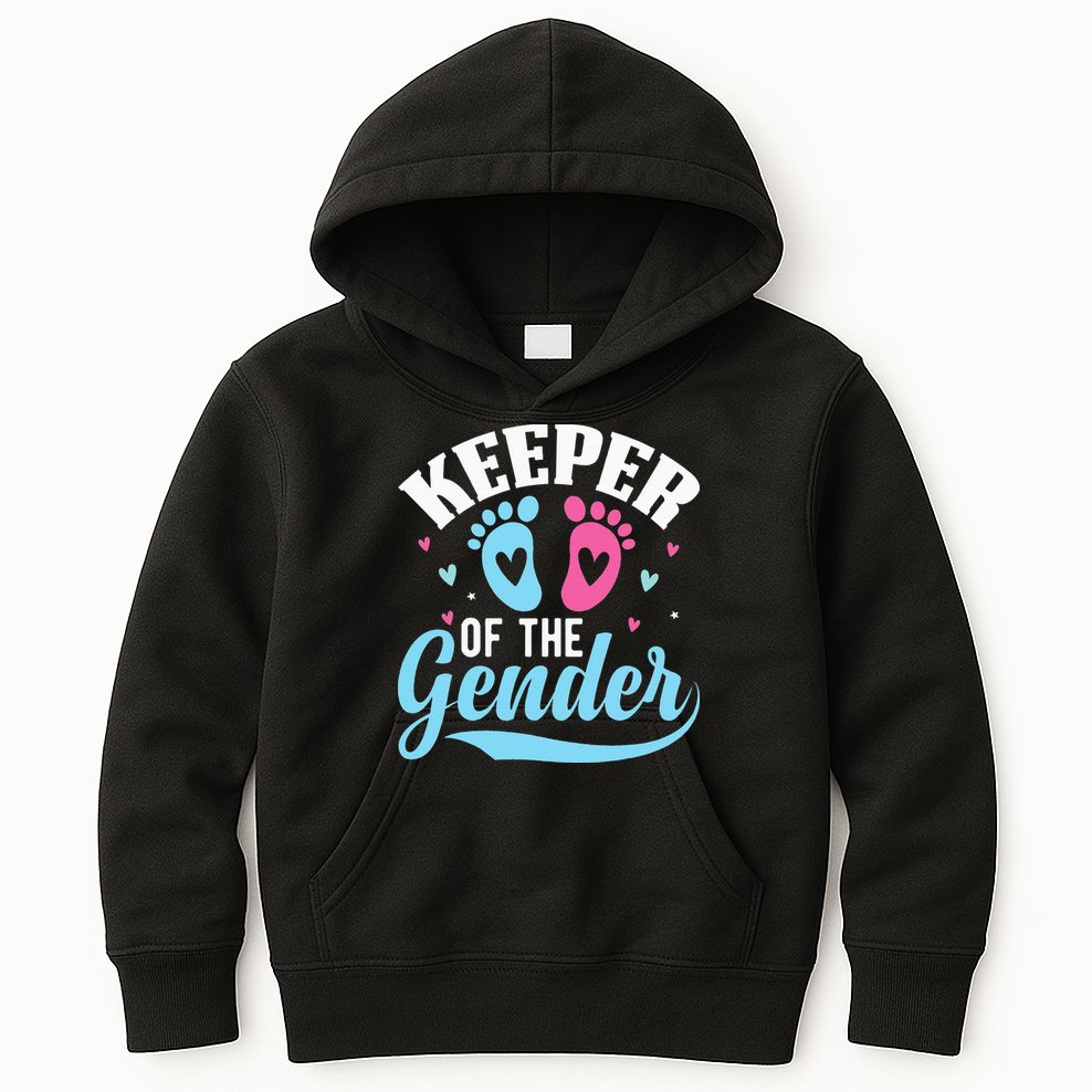 Keeper Of The Gender Pink Or Blue Funny Gender Reveal Party Kids Hoodie