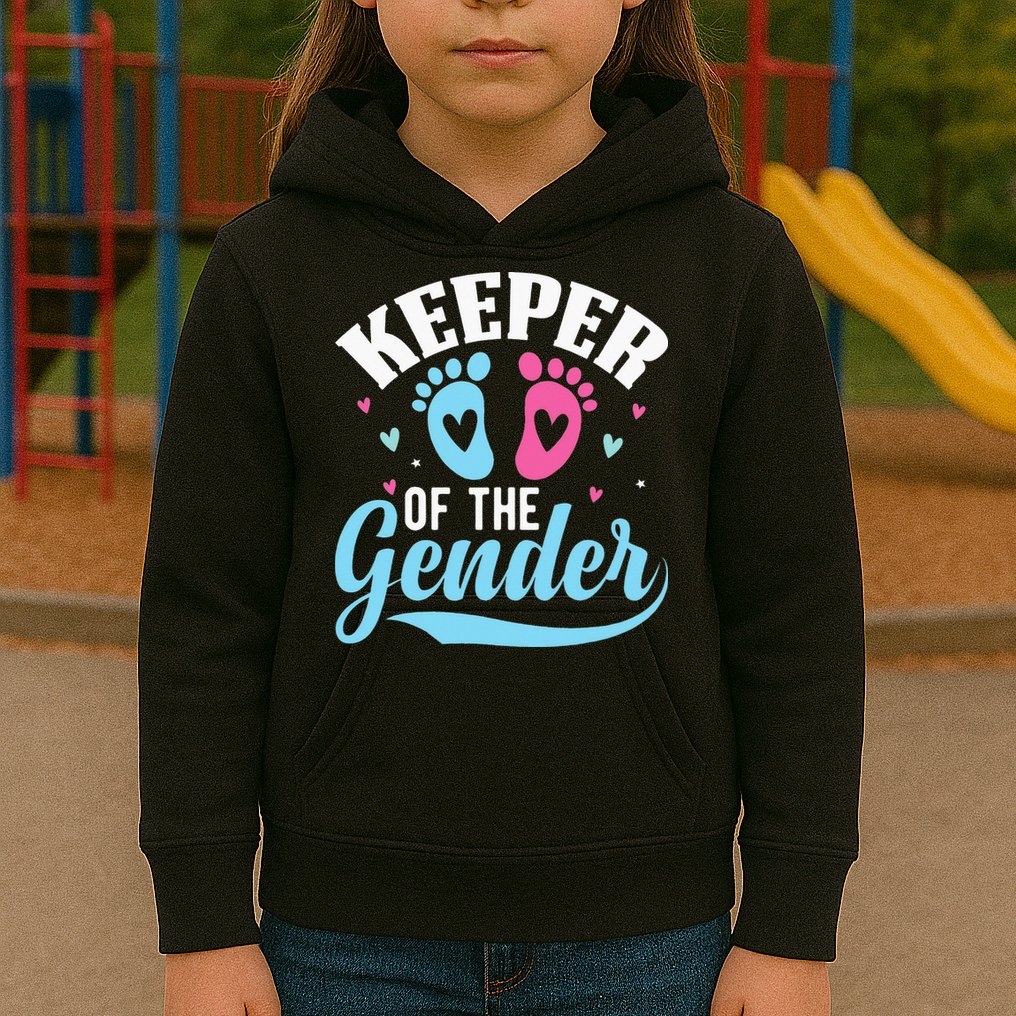 Keeper Of The Gender Pink Or Blue Funny Gender Reveal Party Kids Hoodie