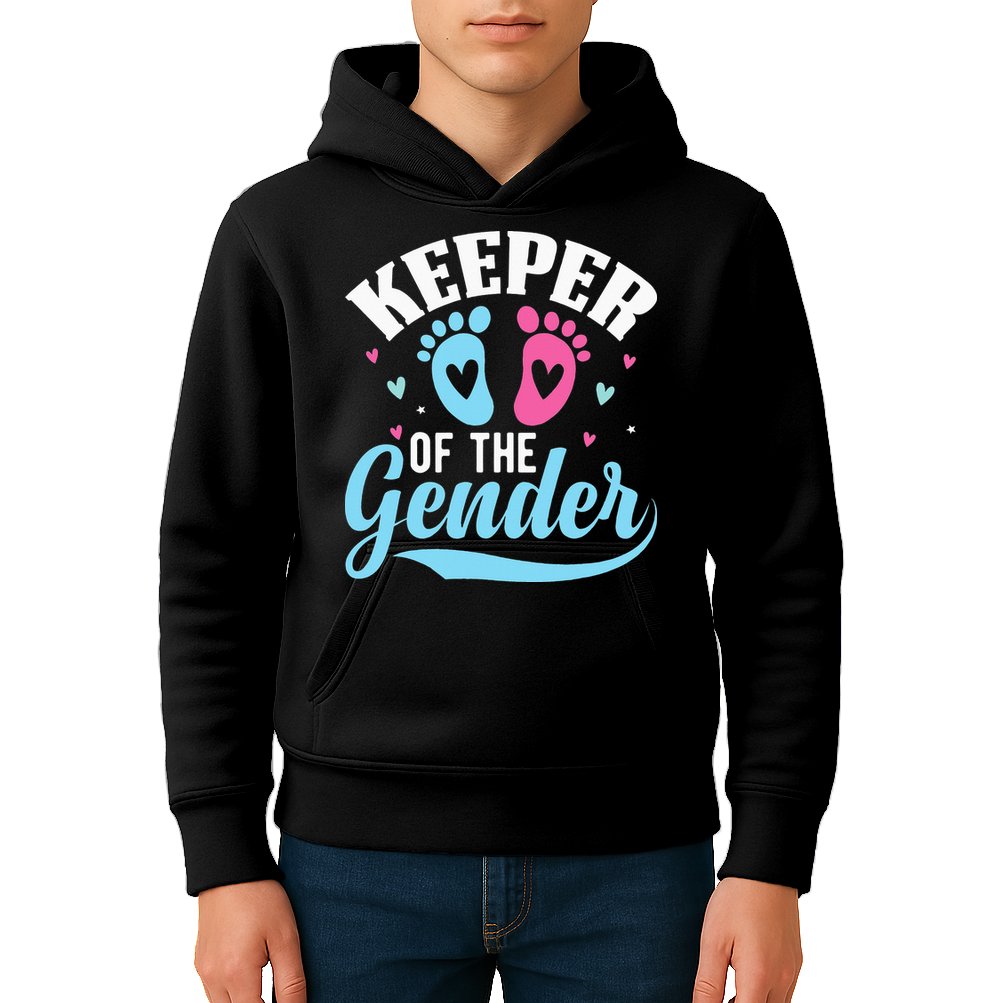 Keeper Of The Gender Pink Or Blue Funny Gender Reveal Party Kids Hoodie
