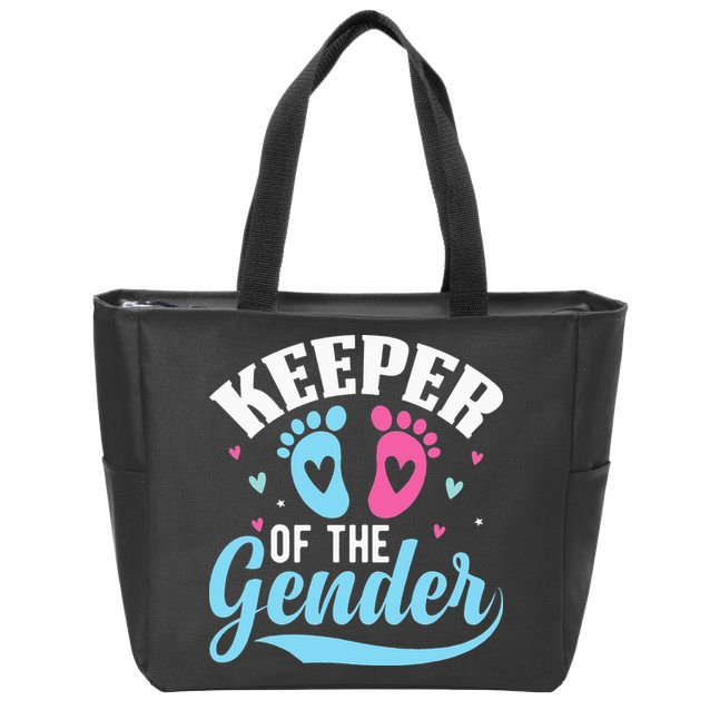 Keeper Of The Gender Pink Or Blue Funny Gender Reveal Party Zip Tote Bag