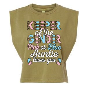 Keeper Of The Gender Auntie Loves You Baby Shower Aunt Garment-Dyed Women's Muscle Tee