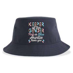 Keeper Of The Gender Auntie Loves You Baby Shower Aunt Sustainable Bucket Hat