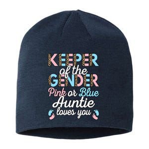 Keeper Of The Gender Auntie Loves You Baby Shower Aunt Sustainable Beanie