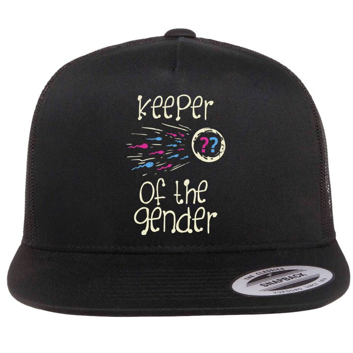 Keeper Of The Gender Reveal Baby Shower Pink Or Blue Party Flat Bill Trucker Hat