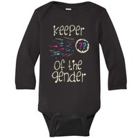 Keeper Of The Gender Reveal Baby Shower Pink Or Blue Party Baby Long Sleeve Bodysuit