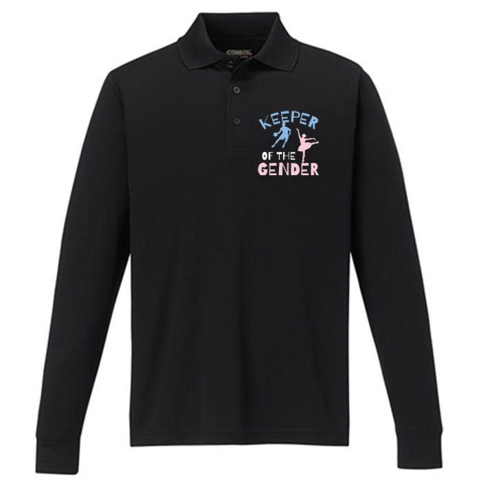 Keeper Of The Gender Reveal Party Basketball Ballet Gift Performance Long Sleeve Polo