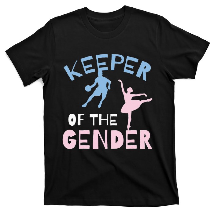 Keeper Of The Gender Reveal Party Basketball Ballet Gift T-Shirt