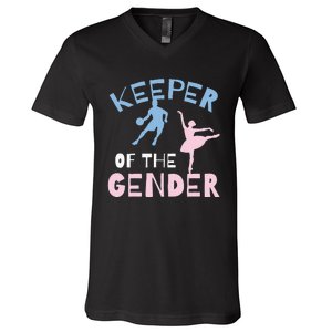 Keeper Of The Gender Reveal Party Basketball Ballet Gift V-Neck T-Shirt