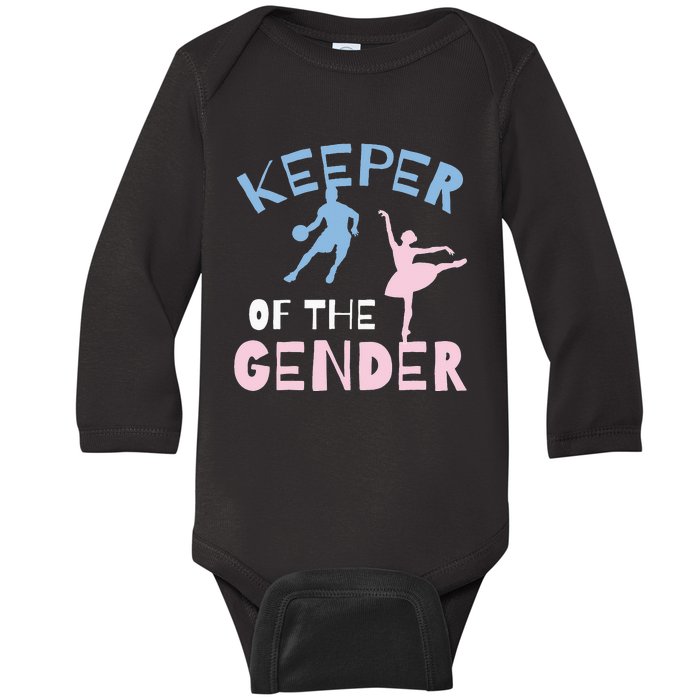 Keeper Of The Gender Reveal Party Basketball Ballet Gift Baby Long Sleeve Bodysuit