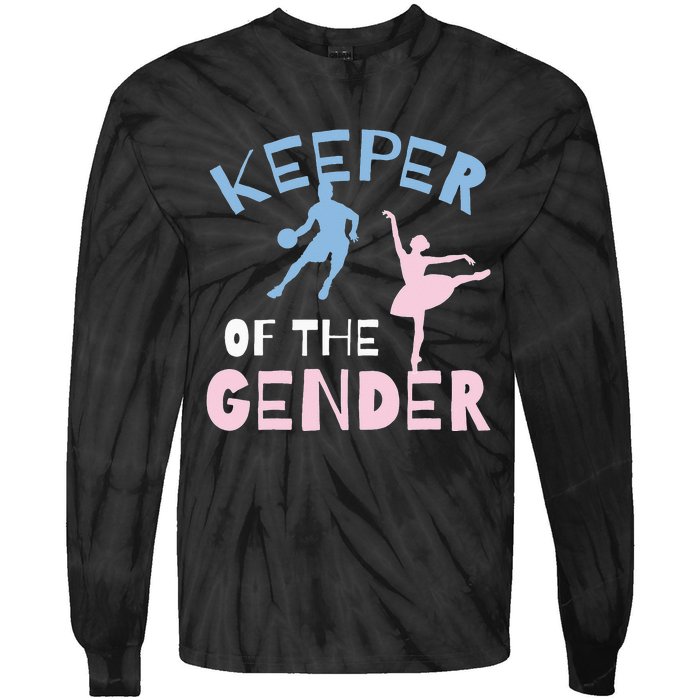 Keeper Of The Gender Reveal Party Basketball Ballet Gift Tie-Dye Long Sleeve Shirt