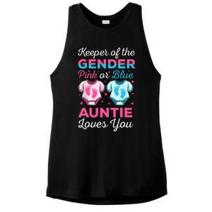 Keeper Of The Gender Auntie Loves You Baby Announcement Aunt Ladies PosiCharge Tri-Blend Wicking Tank