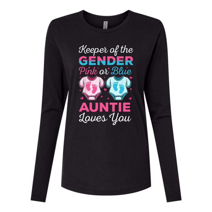 Keeper Of The Gender Auntie Loves You Baby Announcement Aunt Womens Cotton Relaxed Long Sleeve T-Shirt