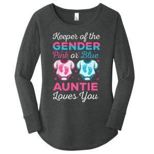 Keeper Of The Gender Auntie Loves You Baby Announcement Aunt Women's Perfect Tri Tunic Long Sleeve Shirt