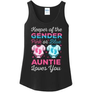 Keeper Of The Gender Auntie Loves You Baby Announcement Aunt Ladies Essential Tank