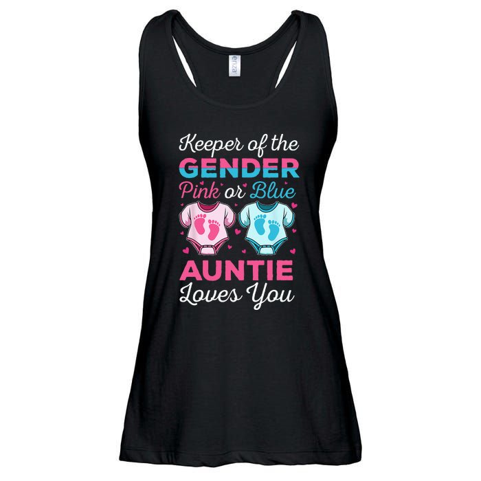 Keeper Of The Gender Auntie Loves You Baby Announcement Aunt Ladies Essential Flowy Tank