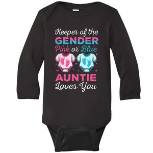 Keeper Of The Gender Auntie Loves You Baby Announcement Aunt Baby Long Sleeve Bodysuit