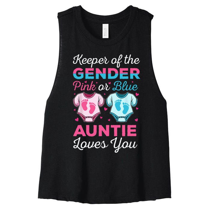 Keeper Of The Gender Auntie Loves You Baby Announcement Aunt Women's Racerback Cropped Tank