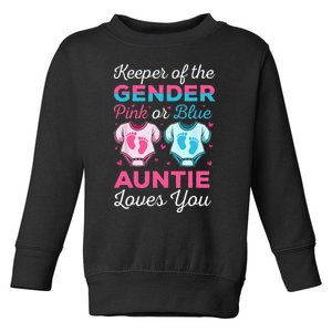 Keeper Of The Gender Auntie Loves You Baby Announcement Aunt Toddler Sweatshirt