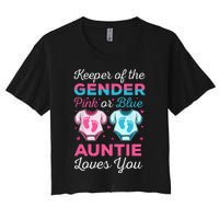 Keeper Of The Gender Auntie Loves You Baby Announcement Aunt Women's Crop Top Tee