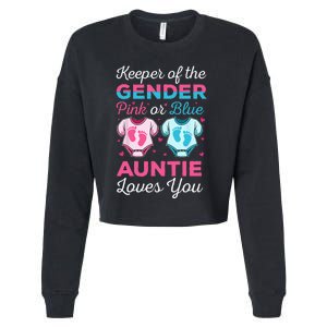 Keeper Of The Gender Auntie Loves You Baby Announcement Aunt Cropped Pullover Crew