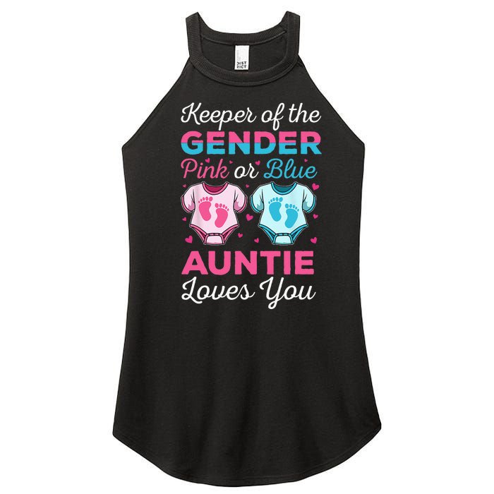 Keeper Of The Gender Auntie Loves You Baby Announcement Aunt Women's Perfect Tri Rocker Tank