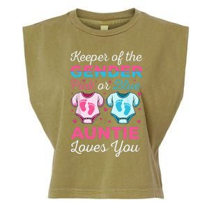 Keeper Of The Gender Auntie Loves You Baby Announcement Aunt Garment-Dyed Women's Muscle Tee