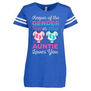 Keeper Of The Gender Auntie Loves You Baby Announcement Aunt Enza Ladies Jersey Football T-Shirt