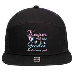 Keeper Of The Gender Auntie Loves Gender Reveal Party Idea 7 Panel Mesh Trucker Snapback Hat