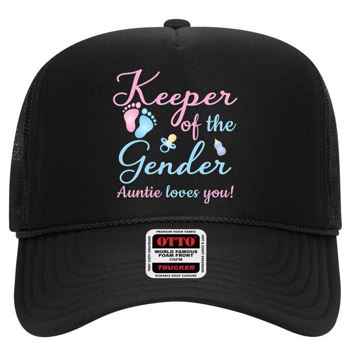 Keeper Of The Gender Auntie Loves Gender Reveal Party Idea High Crown Mesh Back Trucker Hat