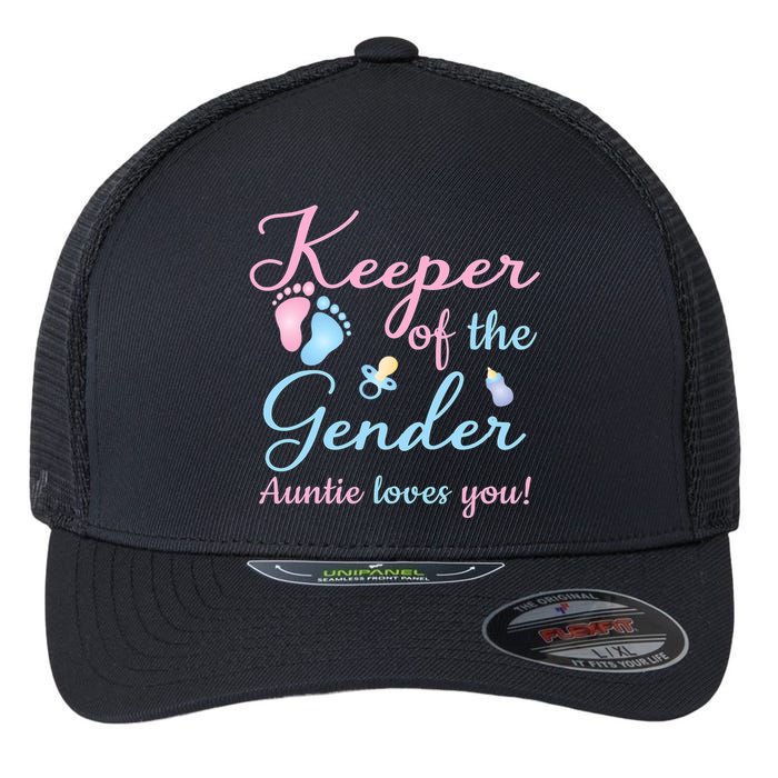 Keeper Of The Gender Auntie Loves Gender Reveal Party Idea Flexfit Unipanel Trucker Cap