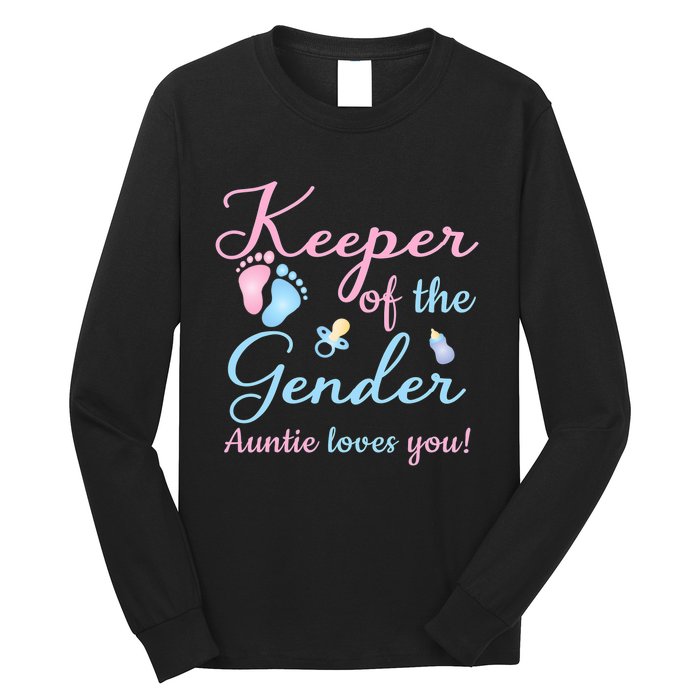 Keeper Of The Gender Auntie Loves Gender Reveal Party Idea Long Sleeve Shirt