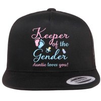 Keeper Of The Gender Auntie Loves Gender Reveal Party Idea Flat Bill Trucker Hat