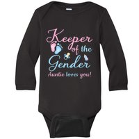 Keeper Of The Gender Auntie Loves Gender Reveal Party Idea Baby Long Sleeve Bodysuit