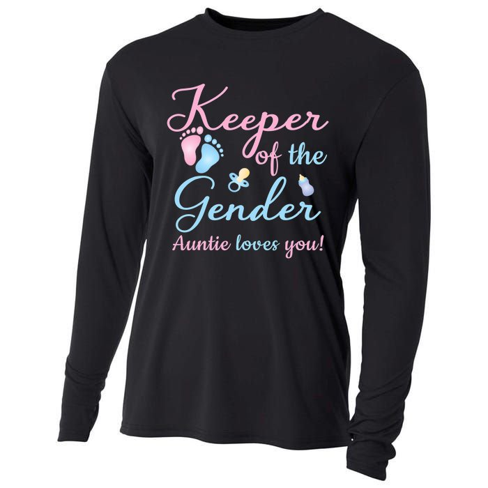 Keeper Of The Gender Auntie Loves Gender Reveal Party Idea Cooling Performance Long Sleeve Crew