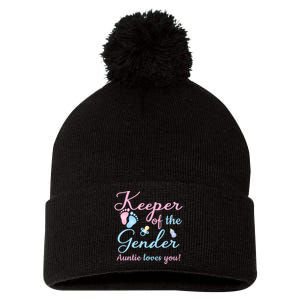 Keeper Of The Gender Auntie Loves Gender Reveal Party Idea Pom Pom 12in Knit Beanie