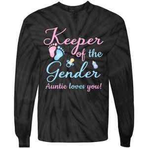 Keeper Of The Gender Auntie Loves Gender Reveal Party Idea Tie-Dye Long Sleeve Shirt