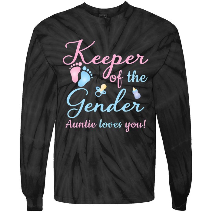 Keeper Of The Gender Auntie Loves Gender Reveal Party Idea Tie-Dye Long Sleeve Shirt