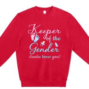 Keeper Of The Gender Auntie Loves Gender Reveal Party Idea Premium Crewneck Sweatshirt