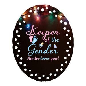 Keeper Of The Gender Auntie Loves Gender Reveal Party Idea Ceramic Oval Ornament