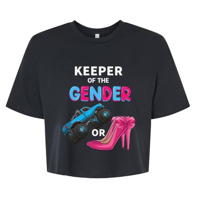 Keeper of the Gender wheels or Heels cute Reveal Baby Shower Bella+Canvas Jersey Crop Tee