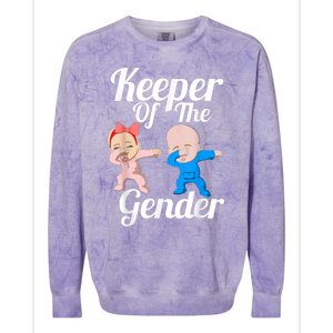 Keeper Of The Gender Cute Gender Reveal Party Couple Colorblast Crewneck Sweatshirt