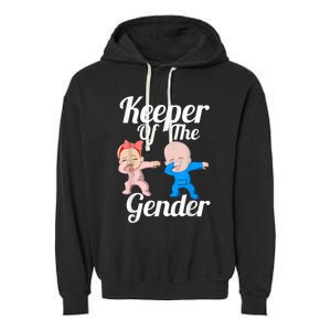 Keeper Of The Gender Cute Gender Reveal Party Couple Garment-Dyed Fleece Hoodie