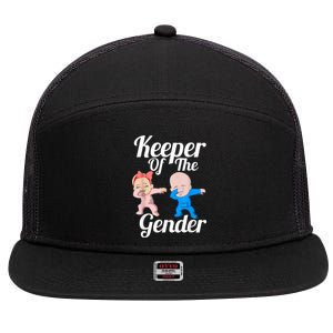 Keeper Of The Gender Cute Gender Reveal Party Couple 7 Panel Mesh Trucker Snapback Hat