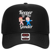 Keeper Of The Gender Cute Gender Reveal Party Couple High Crown Mesh Back Trucker Hat