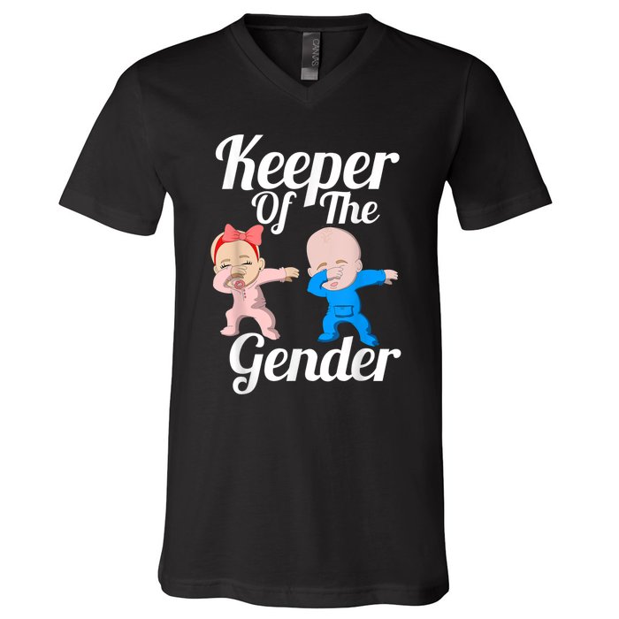 Keeper Of The Gender Cute Gender Reveal Party Couple V-Neck T-Shirt