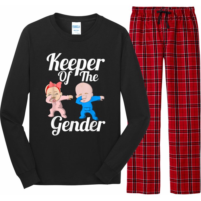 Keeper Of The Gender Cute Gender Reveal Party Couple Long Sleeve Pajama Set